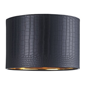 Modern Black Croc Design Faux Leather 12 Lamp Shade with Shiny Gold Inner