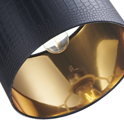 Black leather shop lamp shades