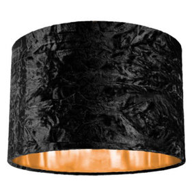 Modern Black Crushed Velvet 12 Table/Pendant Lamp Shade with Shiny Copper Inner