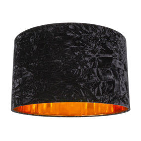 Modern Black Crushed Velvet 20 Floor/Pendant Lampshade with Shiny Copper Inner