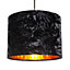 Modern Black Crushed Velvet 8" Table/Pendant Lampshade with Shiny Copper Inner