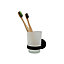 Modern Black Finish Toothbrush Holder with Glass Cup Wall Mounted Accessory