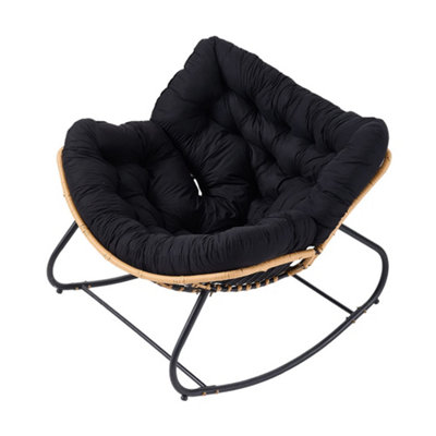 Modern Black Fleece Fabric Rocking Chair with Cushion