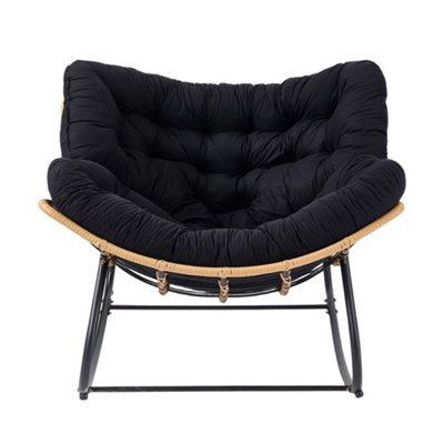 Modern Black Fleece Fabric Rocking Chair with Cushion