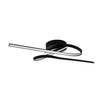Modern Black Flush Ceiling Light with White Shade and 23W LED Bulb