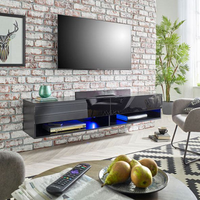 Black gloss tv wall outlet unit