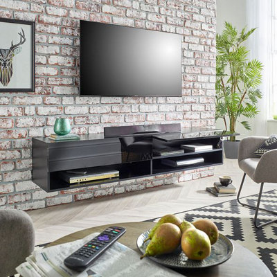 Black wall deals tv stand