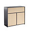 Modern Black Matt Gloss Buffet Sideboard Cabinet with LED Lights- Length 90cm x Depth 35cm x Height 83cm