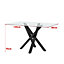 Modern Black Metal Frame Tempered Glass Tabletop Rectangle Dining Table W 1300 x D 800 x H 750mm