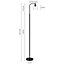 Modern Black Stand Floor Lamp Floor Light with Glass Lampshade 165.5cm