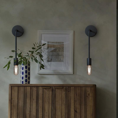 Modern Black Wall Light LED Bulb Vertical Wall Sconce Metal Industrial ...