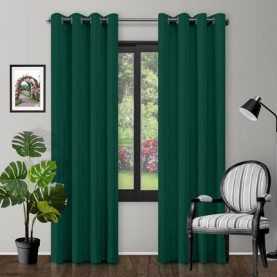 Modern Blackout Curtains 66X90 Inch Emerald Green Super Soft & Energy-Efficient Thermal Eyelet Drapes For Bedrooms, Living Rooms