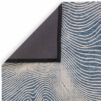 Modern Blue Easy to Clean Abstract Rug for Living Room & Bedroom-160cm ...