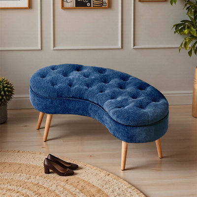 Modern Blue Storage Bench with Removable Lid, 103cm W x 50cm D x 46cm H