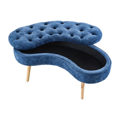 Modern Blue Storage Bench with Removable Lid, 103cm W x 50cm D x 46cm H