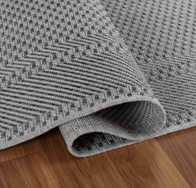 Modern Bordered Design Outdoor-Indoor Rugs Dark Grey 50x80 cm
