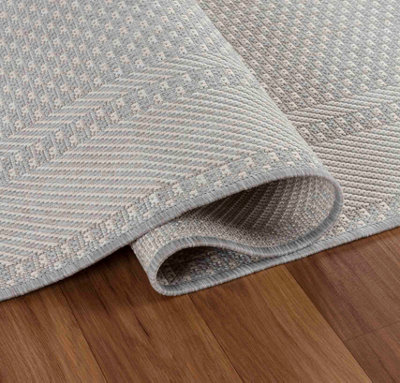 Modern Bordered Design Outdoor-Indoor Rugs Silver 160x230 cm