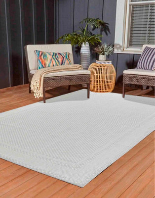 Modern Bordered Design Outdoor-Indoor Rugs Silver 200x290 cm