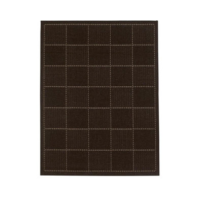 Modern Bordered Easy to Clean Chequered Flatweave Anti-Slip Black Rug for Dining Room-160cm X 225cm