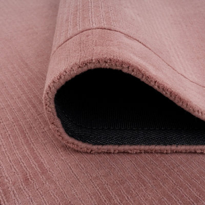 Modern Bordered Pink Soft Office Area Rug 160cm x 230cm