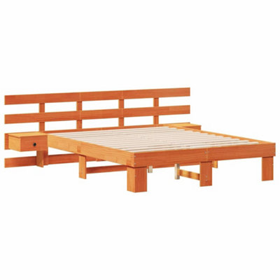 Modern Brown 140 x 200 cm Solid pine wood and Solid pine wood