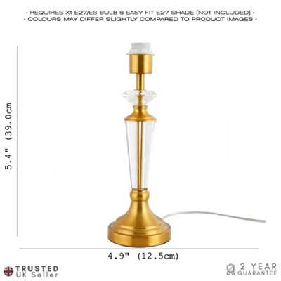 Modern Brushed Gold and Clear Crystal Glass Table Lamp Base with Inline ...