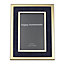 Modern Brushed Gold Metal and Navy Midnight Blue Velvet Fabric 4x6 Picture Frame