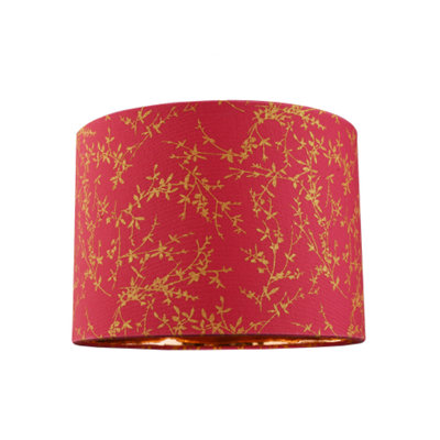 Modern Burgundy Cotton Fabric 10 Lamp Shade with Copper Foil Floral Decoration