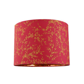 Modern Burgundy Cotton Fabric 10 Lamp Shade with Copper Foil Floral Decoration