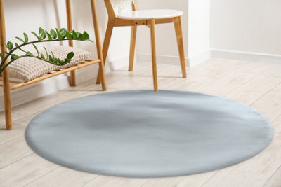Modern carpet TEDDY NEW dream 47 circle shaggy, plush, very thick silv  circle 160 cm