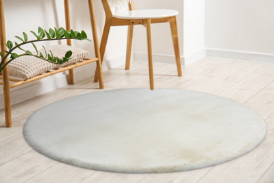 Modern carpet TEDDY NEW wool 45 circle shaggy, plush, very thick cream ...