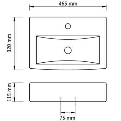 Modern Ceramic Bathroom Sink Basin Faucet/Overflow Hole Black Rectangular