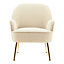 Modern Chair Velvet Armchair with Electroplated Gold Feet Sponge Single Sofa Armchair for Bedroom Balcony 800mm(H)