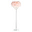 Modern Chandelier Style Pink Feather Floor Lamp with Waterfall Acrylic Droplets