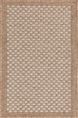 Modern Checkered Design Outdoor-Indoor Rugs Cream 50x80 cm