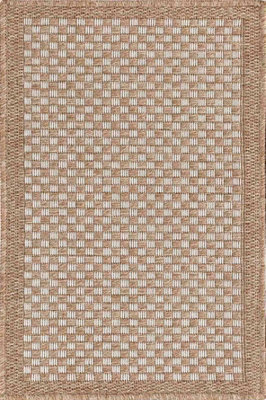 Modern Checkered Design Outdoor-Indoor Rugs Cream 50x80 cm