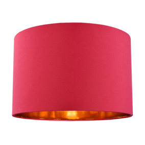 Modern Chic Burgundy Cotton 12 Table/Pendant Lamp Shade with Shiny Copper Inner