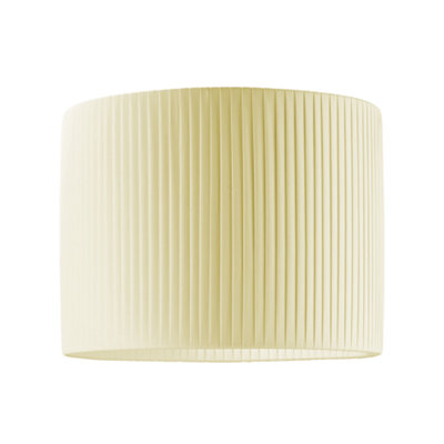 Modern Chic Designer Double Pleated Cream Cotton Fabric 10 Drum Lampshade