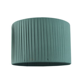 Modern Chic Designer Double Pleated Green Cotton Fabric 10 Drum Lampshade