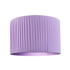 Modern Chic Designer Double Pleated Lilac Cotton Fabric 10 Drum Lampshade