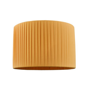 Modern Chic Designer Double Pleated Ochre Cotton Fabric 10 Drum Lampshade