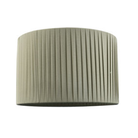 Modern Chic Designer Double Pleated Olive Cotton Fabric 10 Drum Lampshade