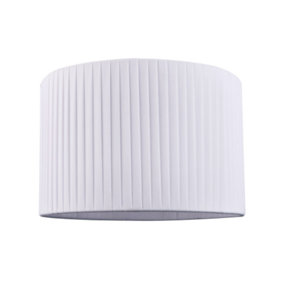 Modern Chic Designer Double Pleated White Cotton Fabric 10 Drum Lampshade