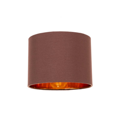 Modern Chocolate Brown Cotton Fabric Small 8" Lamp Shade with Shiny ...