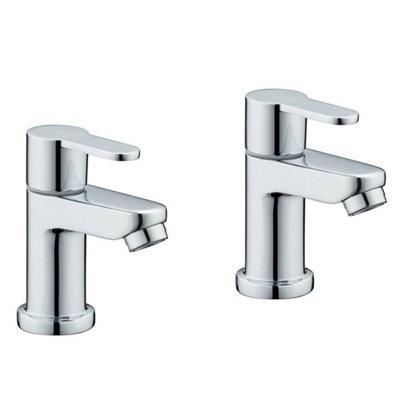 Modern Chrome Bathroom Sink Twin Taps Filler Hot and Cold Bath Taps