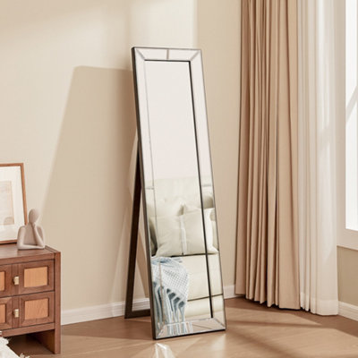 Modern Chrome Beveled Freestanding Framed Full Length Mirror H 1500mm