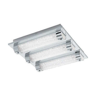Modern Chrome Flush Mount Ceiling Light with Clear Crystal Shade and LED Bulbs
