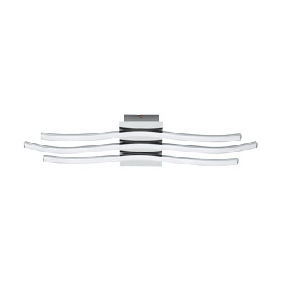 Modern Chrome Flush Mount Ceiling Light with White Shade and LED Bulb