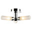 Modern Chrome IP44 Rated Bathroom Ceiling Light with Tubular Glass Shades