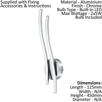 Modern Chrome LED Ceiling and Wall Light Set with Two Matching Sconces